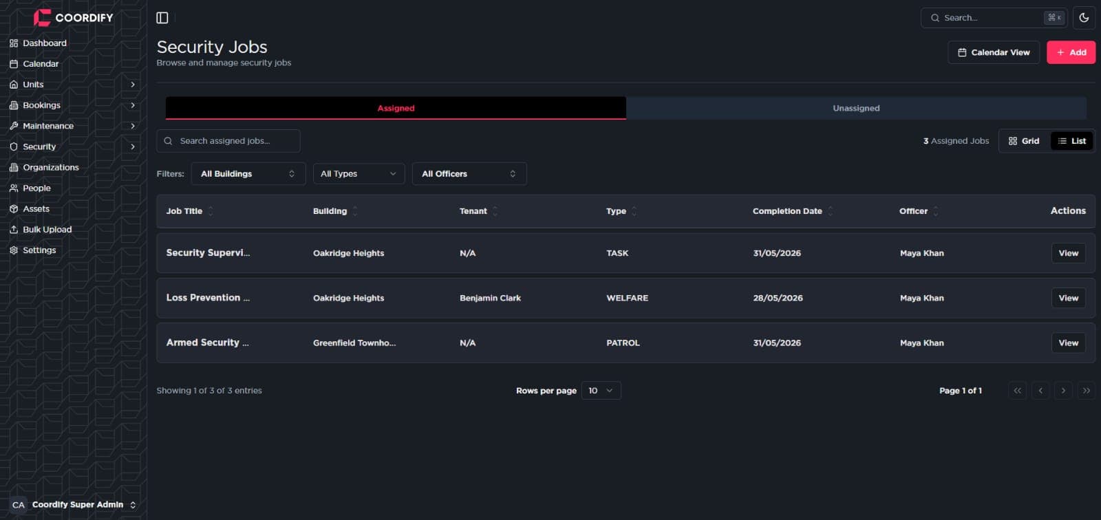 Security dashboard preview